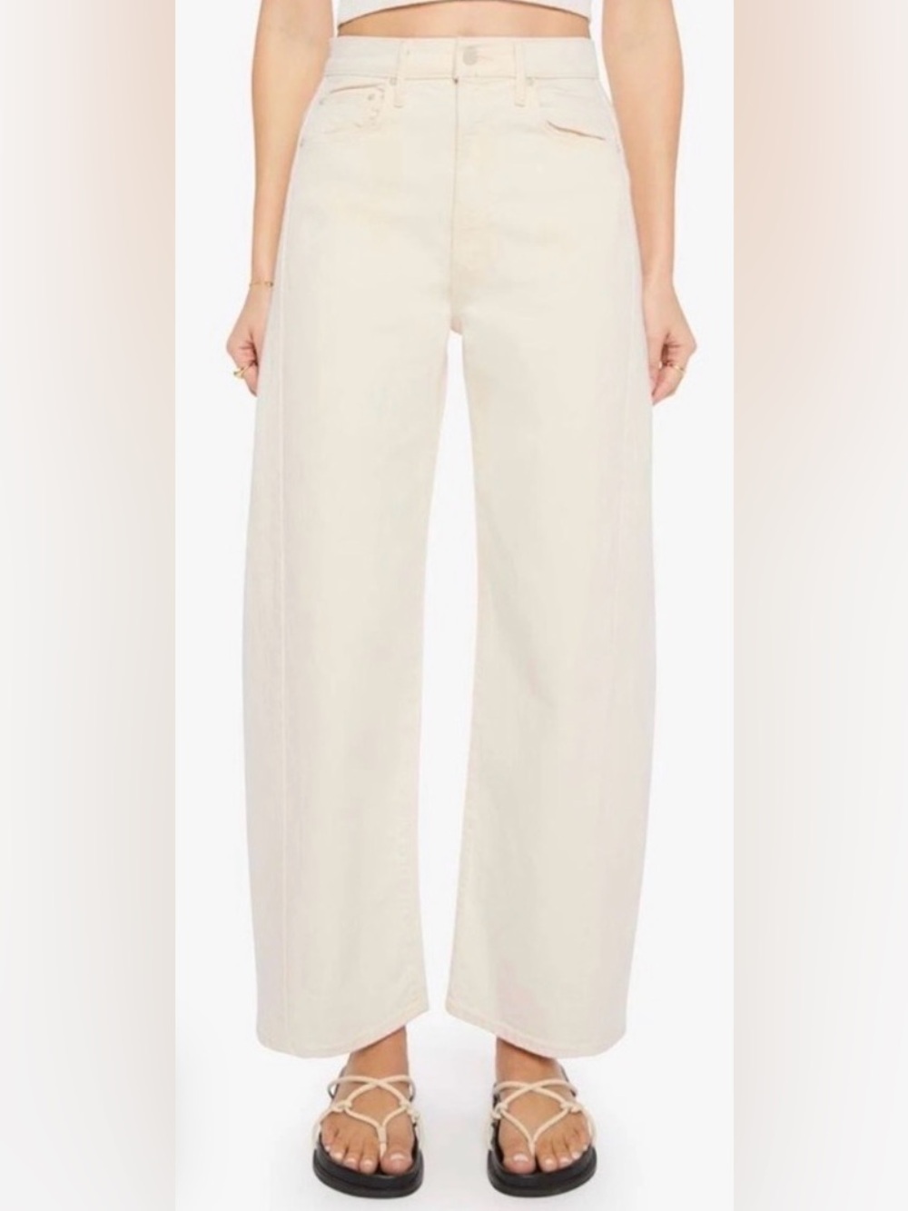 NWT MOTHER Half Pipe High Rise Barrel Leg Jeans in Color Act Natural and Sz 32P